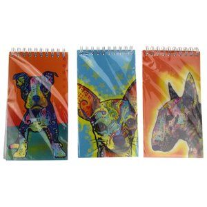 Dean Russo Art Lot 6 Spiral Notepads Dog Themed Chihuahua Pitbull Colorful Gift